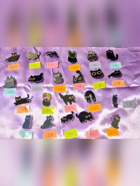 BLACK CAT PINS/BROOCHES 🐈‍⬛ Pick Yours By Number 🐈‍⬛ Great Lightweight Gift!